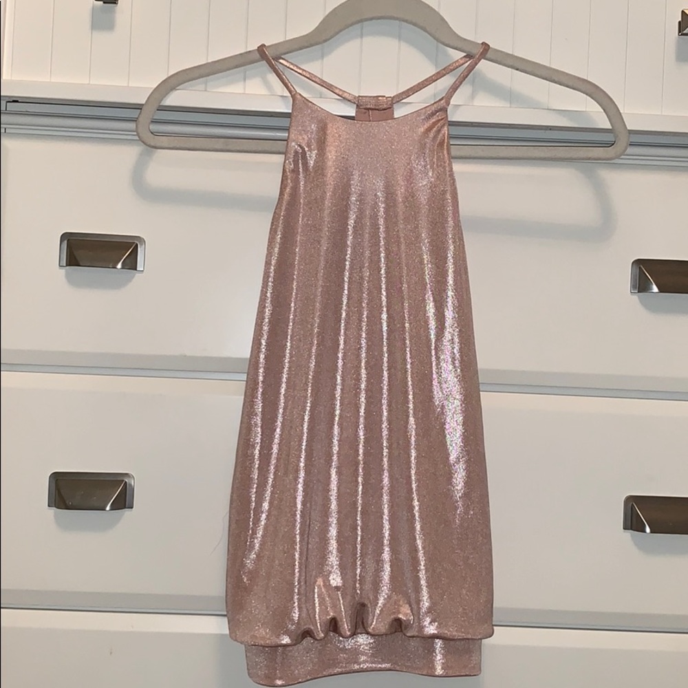Pink shiny tank top